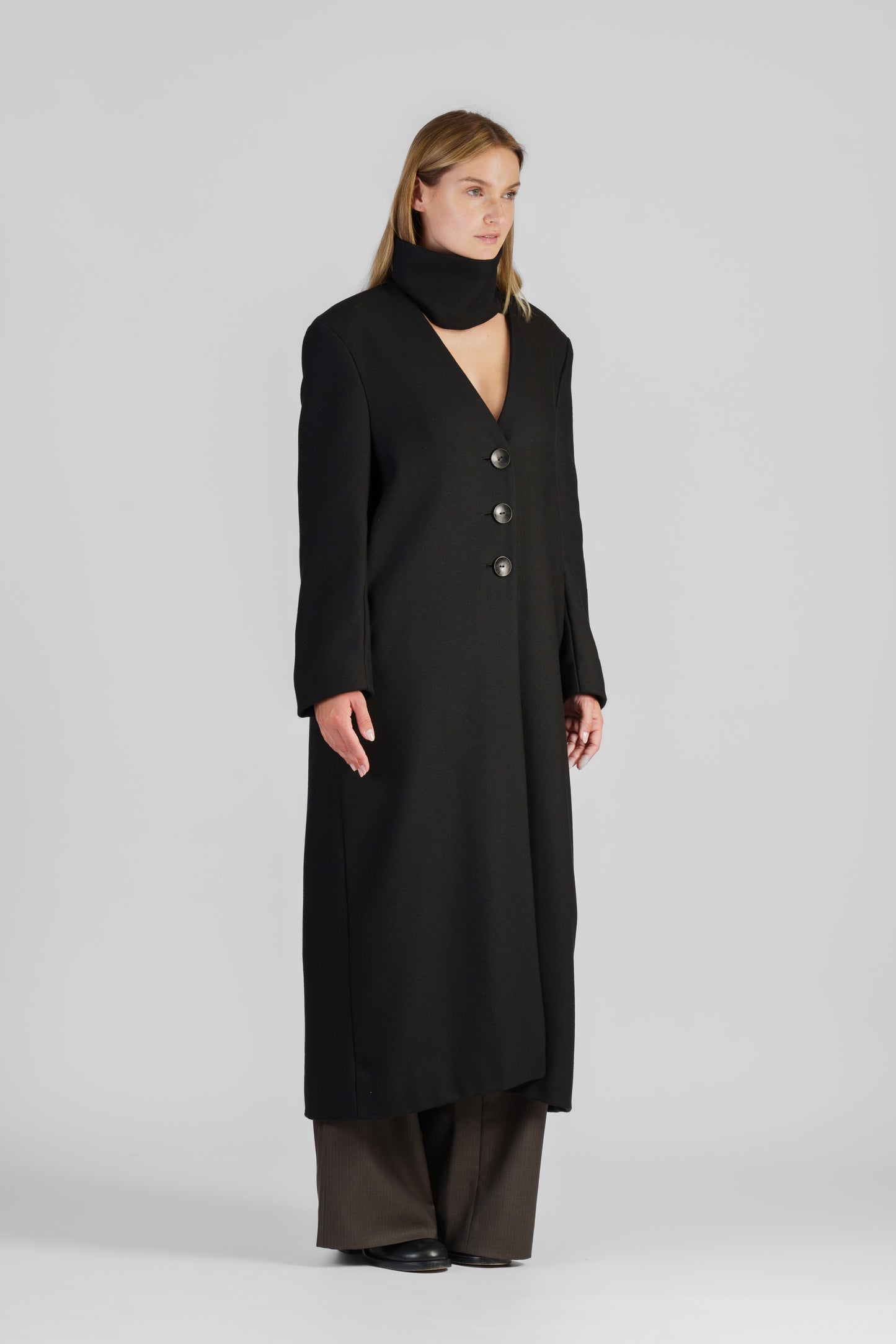 Scarf-collar coat