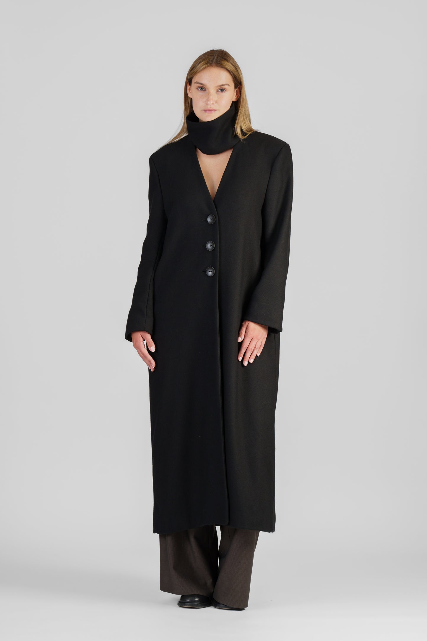 Scarf-collar coat